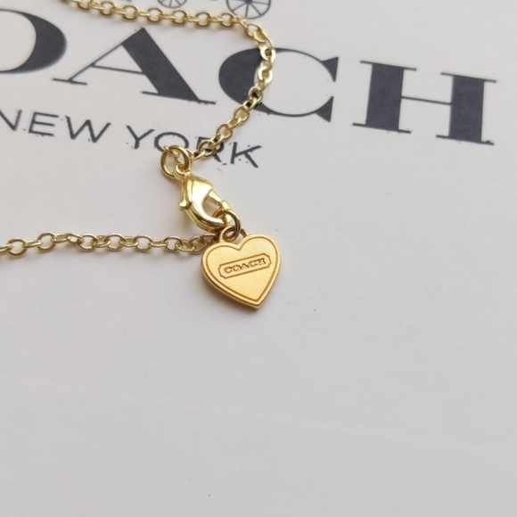 Coach Script Heart Charm Gold Plated Bracelet New - Picture 6 of 7